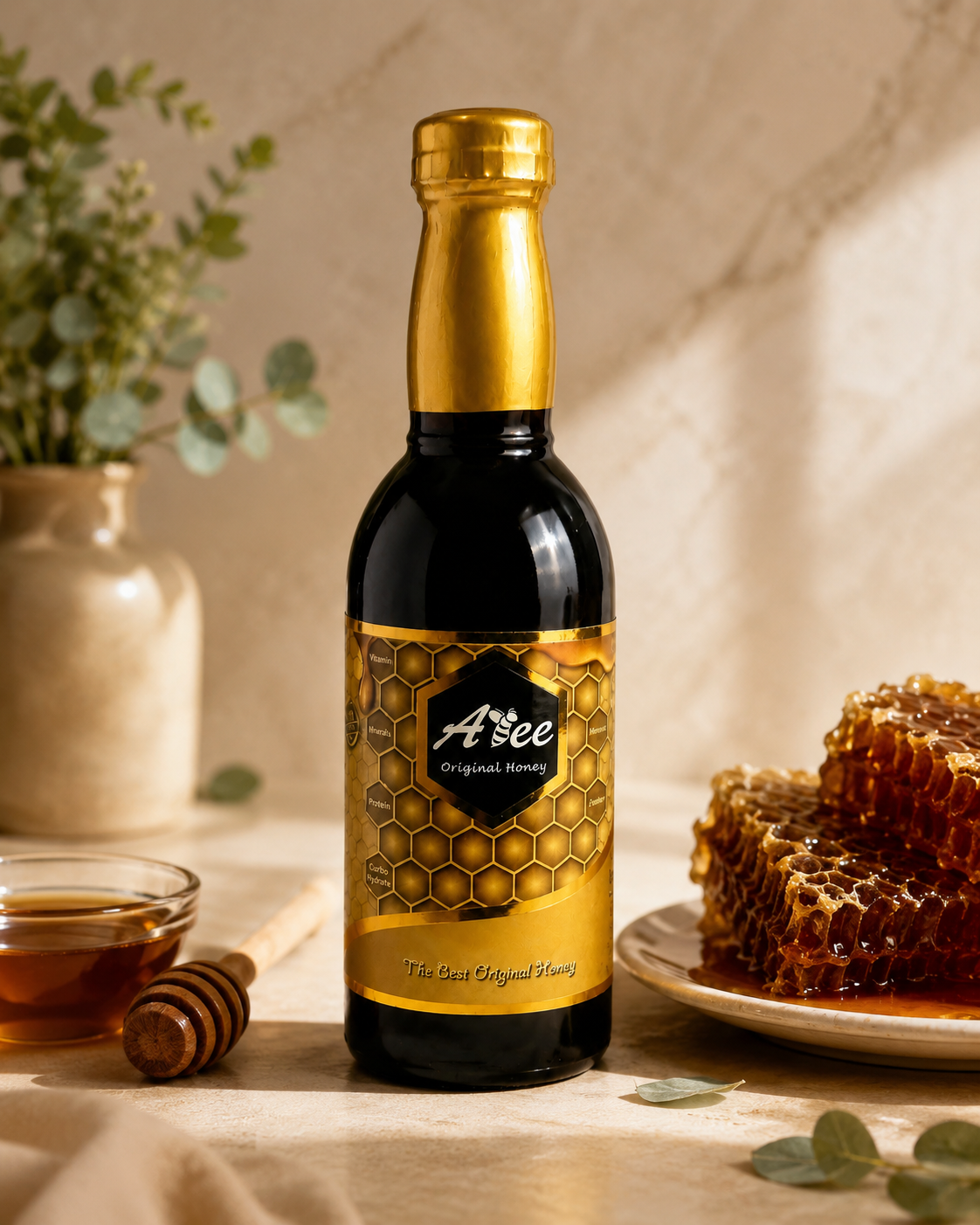 Madu Asli AbeeQ Original Honey kemasan botol kaca ukuran 270ml
