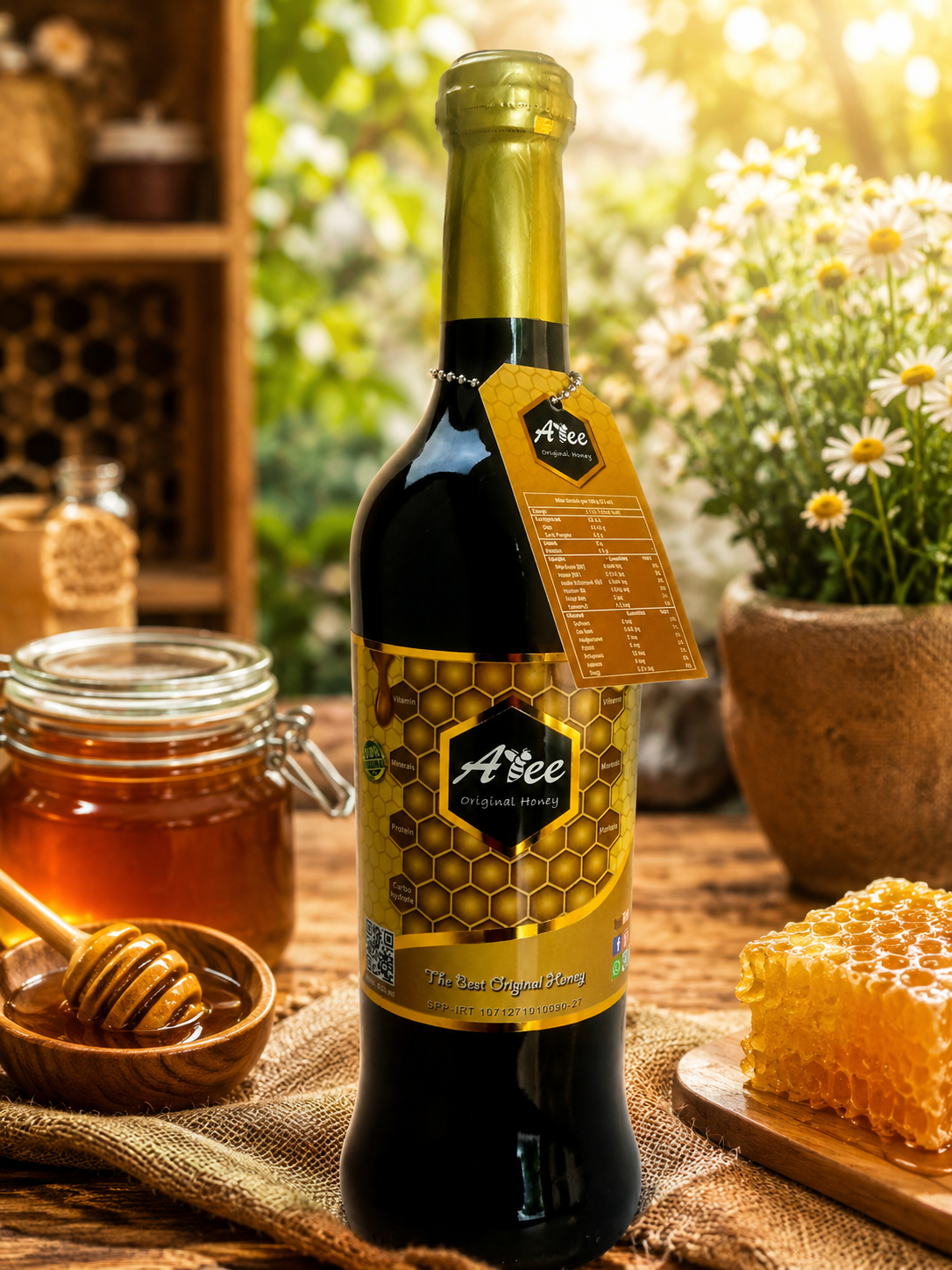 Madu Asli AbeeQ Original Honey kemasan botol kaca ukuran 650ml